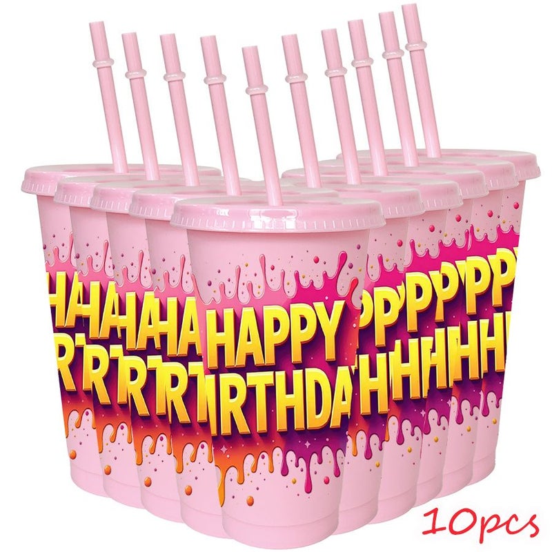 10pcs 26oz 780ml Reusable White Colored Plastic Cup Set With Lid And Straw For Birthday Party Picnic Outdoor Sports Gym Cold Drinks Bride Shower Girls Trip New Year Event - Image 5