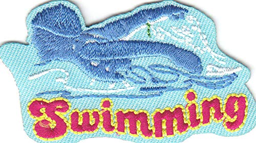 AE SWIMMING Iron On Patch Sports Swimmer