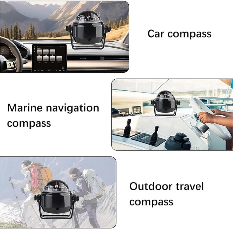 بلاك بوت كومباس 2 قطعة مقياس ملاحة إلكتروني للسيارة زخرفة محورية للموضع - Image 5