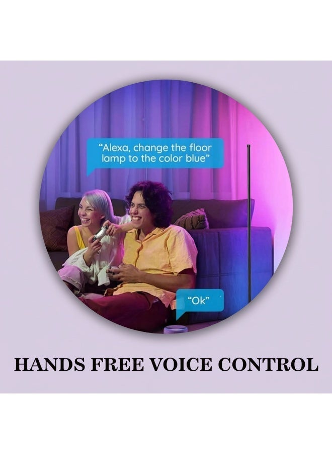 Dunekart Corner Floor Lamp with Smart RGB LED Lighting, Dimmable and Color-Changing with Music Sync, APP Control, and Remote – 56” Standing Lamp for Living Room, Bedroom, Parties, and Holidays - Image 5