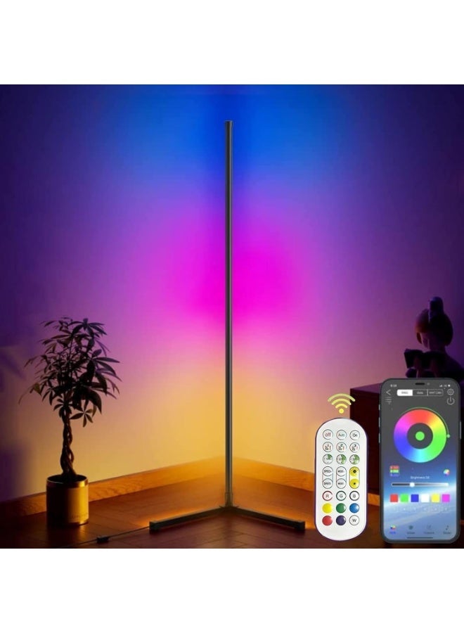 Dunekart Corner Floor Lamp with Smart RGB LED Lighting, Dimmable and Color-Changing with Music Sync, APP Control, and Remote – 56” Standing Lamp for Living Room, Bedroom, Parties, and Holidays - Image 1