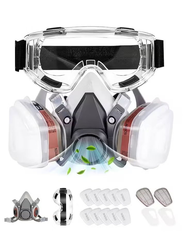 Respirator Mask - Respirator with Filter and Goggles for Chemicals - Epoxy Spray Paint Mask For Paint Dust Soldering Construction Sanding Woodworking etc. - Image 1