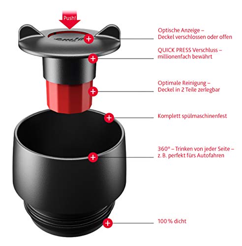 EMSA Germany: Travel Mug Grande - Premium High Performance German Engineered Thermos Vacuum Flask Tumbler, 17oz, Black - Image 4