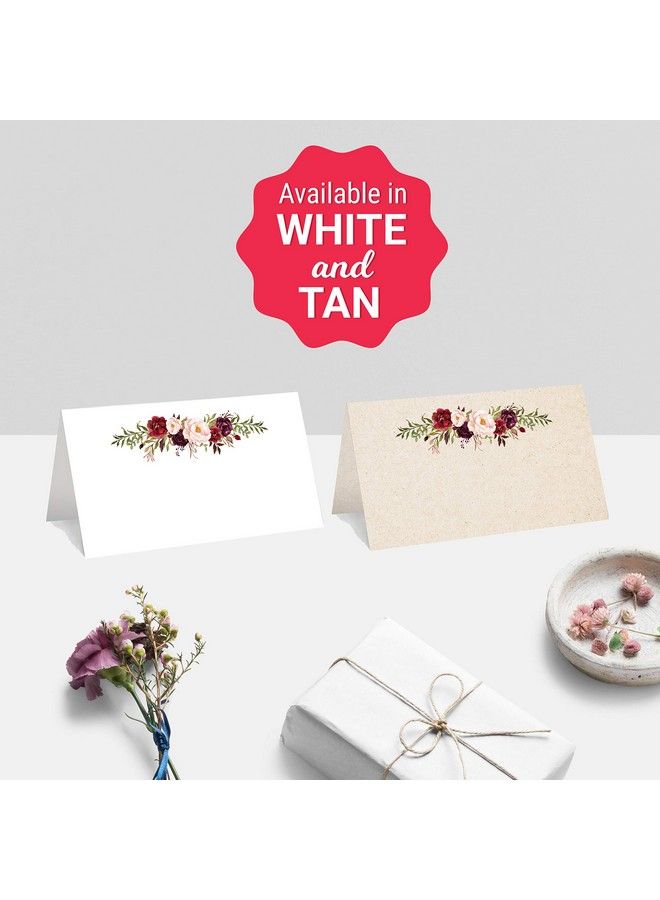 321Done Floral Place Cards 3.5" X 2" (Set Of 50) Blank For Name Food Table Setting Dinner Party Seating Wedding Reception Buffet Tent Style Rustic Red Roses On White Made In Usa  - Image 5