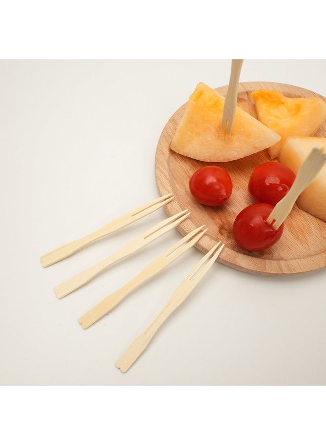 Disposable Fruit Fork Bamboo  KTV Bar 100 Independent Bags Canned Two-tooth Fork Fruit Sign-Specifications:7mm×8.8cm100 Pieces/bag  - Image 5