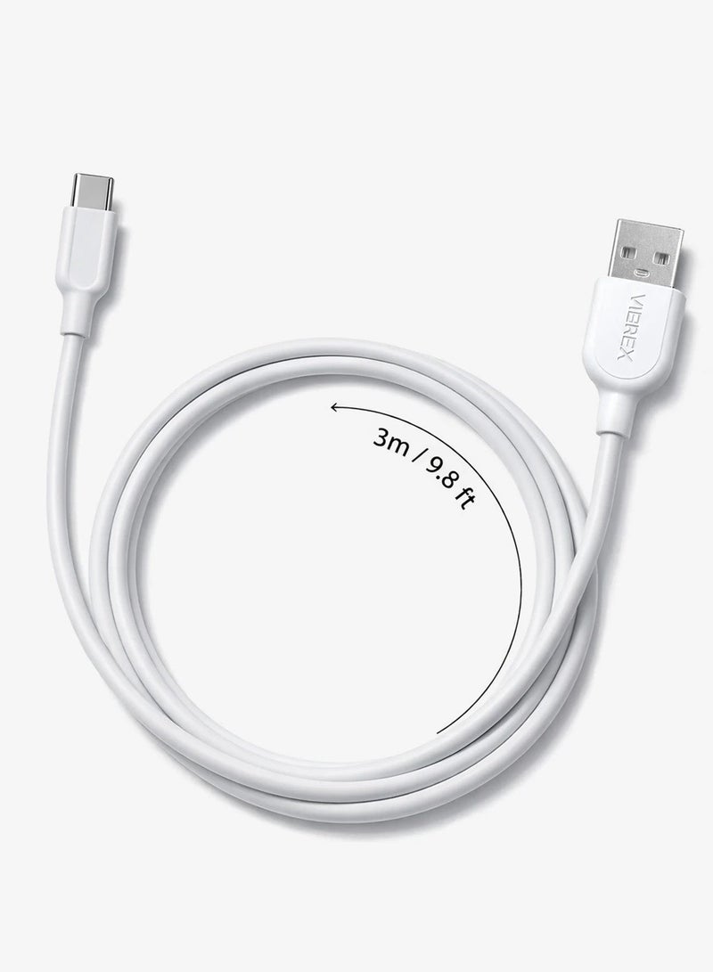Vierex VC-3 Fast Charging USB Type-C Cable 2.4A Long Charging &  Data Sync Cable 480Mbps, 3m - Image 5