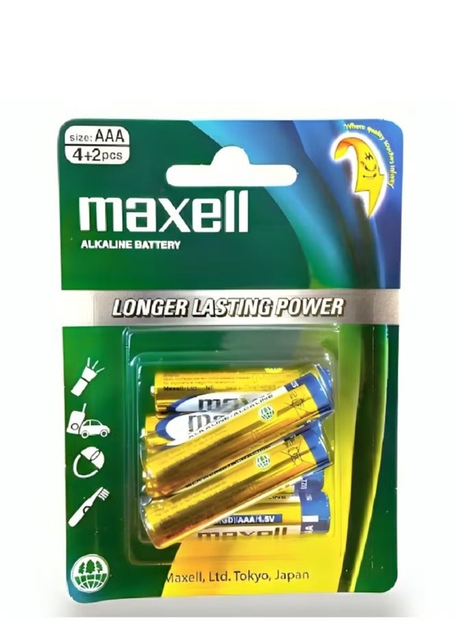 Maxell 6 pieces AAA alkaline batteries last longer