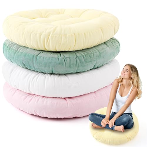 Jerify 4 Pcs Floor Pillow Cushions 22 x 22 Inch Round Square Large Meditation Floor Pillow for Classroom Adult Meditation Picnic Party Seating Learning Daycare School (Round,Macaroon) - Image 1