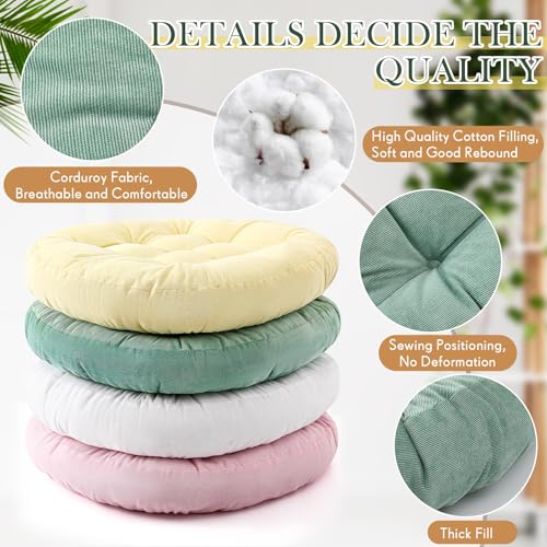 Jerify 4 Pcs Floor Pillow Cushions 22 x 22 Inch Round Square Large Meditation Floor Pillow for Classroom Adult Meditation Picnic Party Seating Learning Daycare School (Round,Macaroon) - Image 3