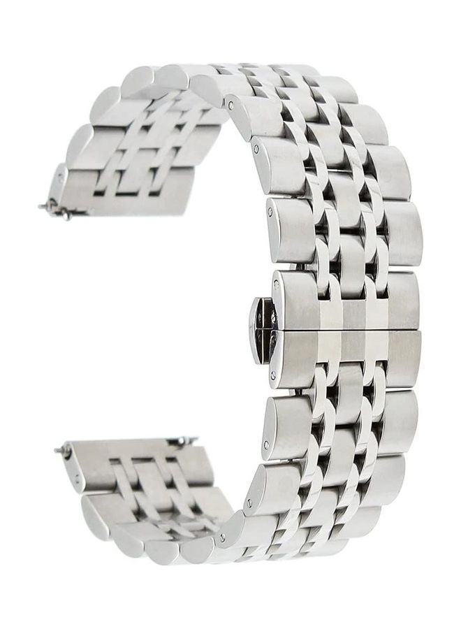 NIBEMINENT Classic Stainless Steel Smartwatch Strap Band For Samsung Galaxy Watch 46mm/Huawei GT2/Gear S3 Frontier/Classic/Honor Magic 2/Fossil 22mm Silver - Image 1