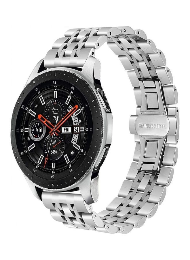 NIBEMINENT Classic Stainless Steel Smartwatch Strap Band For Samsung Galaxy Watch 46mm/Huawei GT2/Gear S3 Frontier/Classic/Honor Magic 2/Fossil 22mm Silver - Image 2