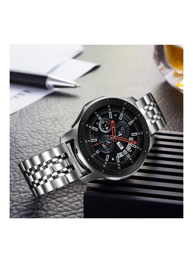 NIBEMINENT Classic Stainless Steel Smartwatch Strap Band For Samsung Galaxy Watch 46mm/Huawei GT2/Gear S3 Frontier/Classic/Honor Magic 2/Fossil 22mm Silver - Image 5