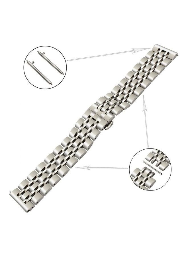 NIBEMINENT Classic Stainless Steel Smartwatch Strap Band For Samsung Galaxy Watch 46mm/Huawei GT2/Gear S3 Frontier/Classic/Honor Magic 2/Fossil 22mm Silver - Image 3