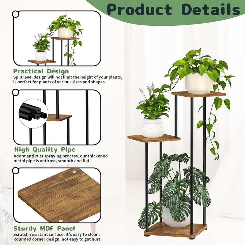 Digtokore Plant Stand Indoor, 3-Tier Tall Plant Stands Plant Shelf Indoor Outdoor Clearance, Corner Display Rack Flower Pot Holder, Metal Flower Shelves for Multiple Plants - Image 3
