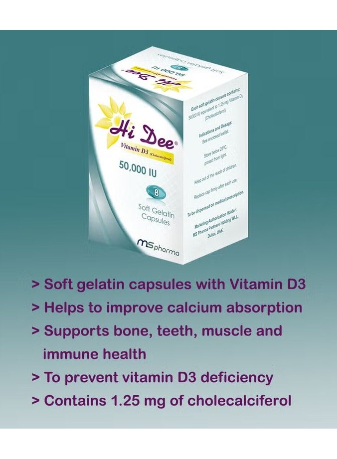 ms pharma Hi Dee Vitamin D 50000 IU Soft Gelatin Capsule 8s  - Image 2