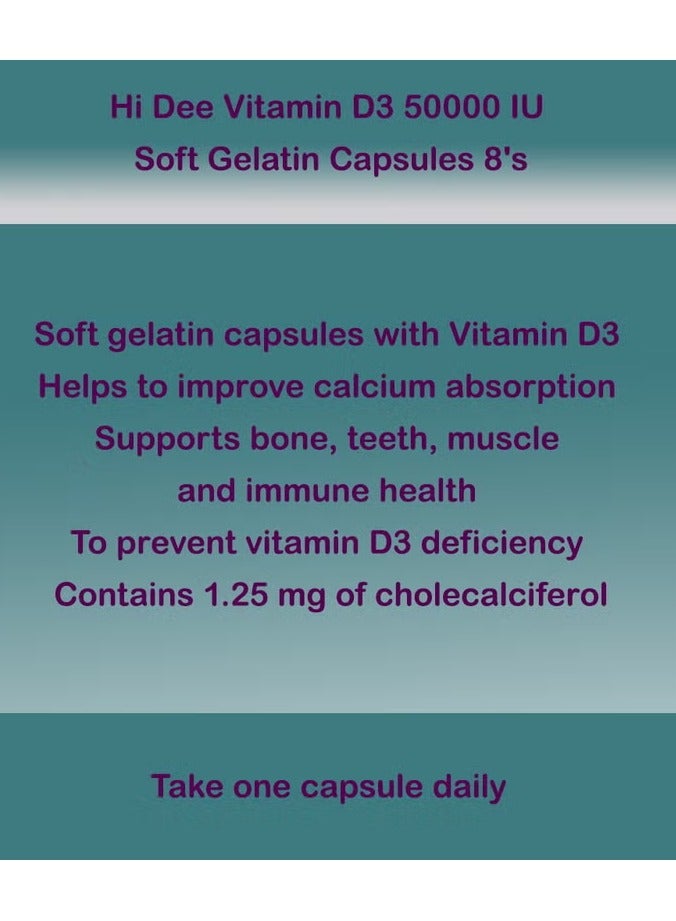 ms pharma Hi Dee Vitamin D 50000 IU Soft Gelatin Capsule 8s  - Image 3