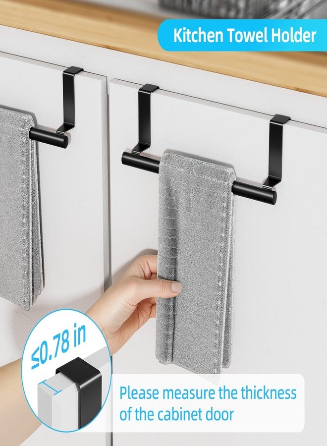 VITVITI 5 Pack Cabinet Door Organizer, Kitchen Over the Door Towel Holder and Tumbler Lid Organizer, Metal Adhesive Bathroom Inside Cabinet Doors Basket, Black - Image 3