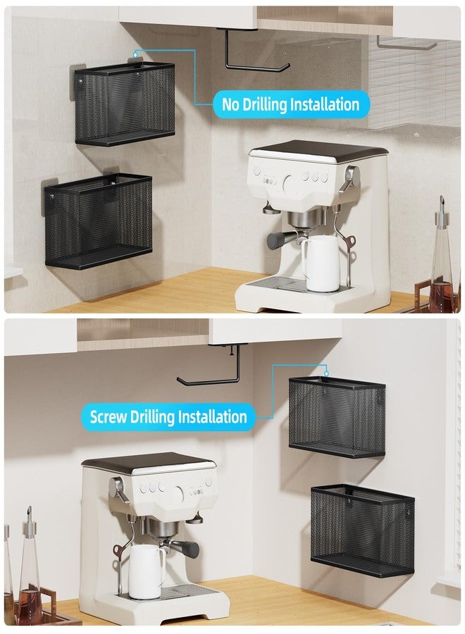 VITVITI 5 Pack Cabinet Door Organizer, Kitchen Over the Door Towel Holder and Tumbler Lid Organizer, Metal Adhesive Bathroom Inside Cabinet Doors Basket, Black - Image 5