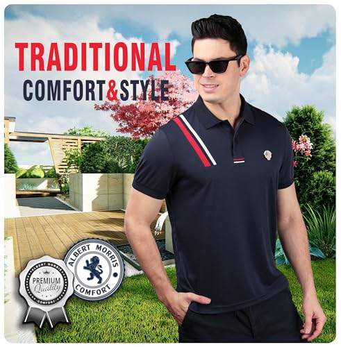 Albert Morris Mens Striped Short Sleeve Polo Shirts 4 Pack - Regular Fit - Multicolor - Eagle Pack - Large - Image 5