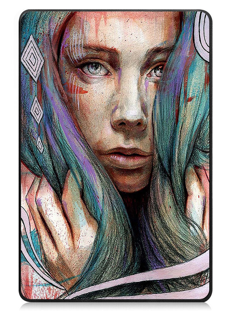 Theodor Protective Flip Case For Lenovo Tab M11 (2024) With Trifold Stand Auto Wake Sleep Shockproof Cover Girl Face - Image 1