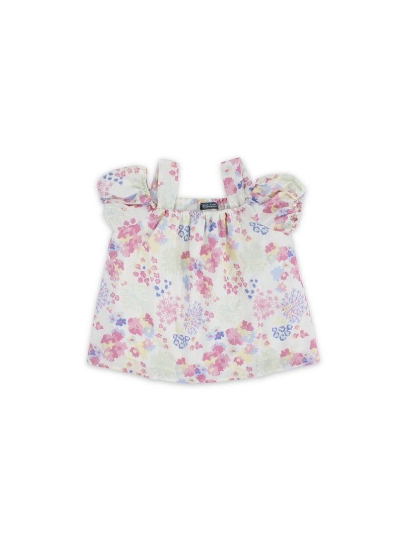 Pompelo Girls Cotton Blouse – Multicolor Print - Image 1