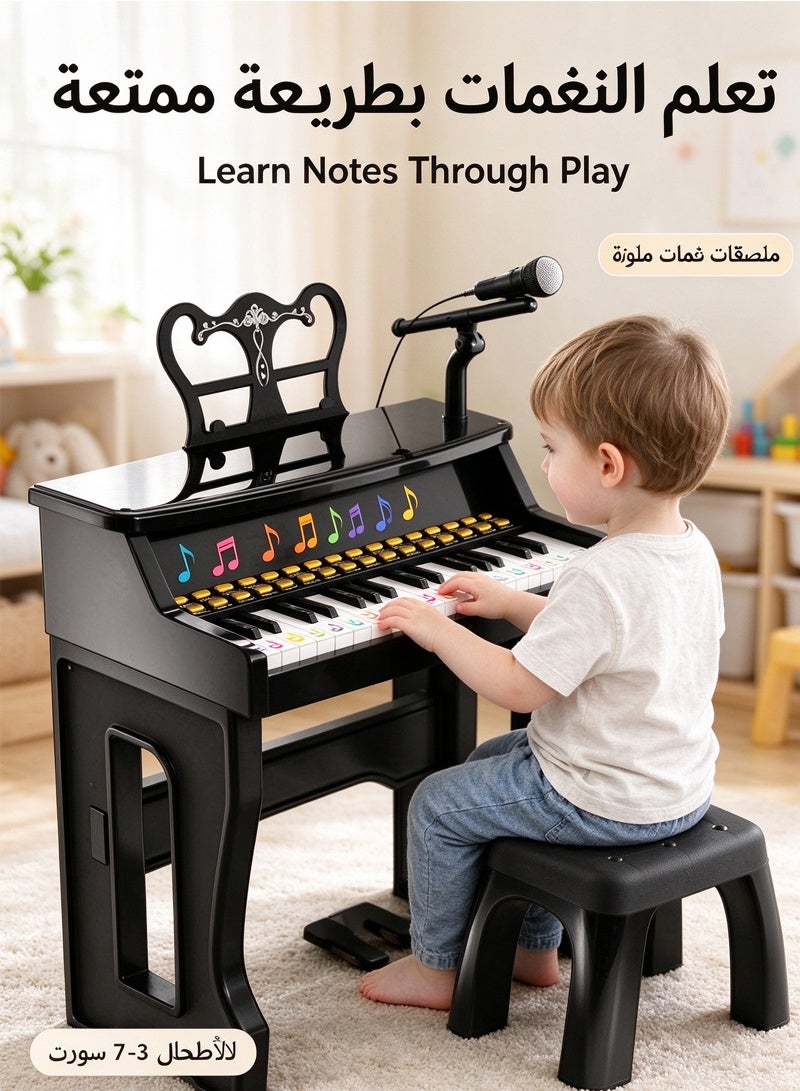 Halamine Kids' Toy Piano with Keyboard Stickers - 37 Keys, Educational Gift for 3-7 Year Olds - Image 3