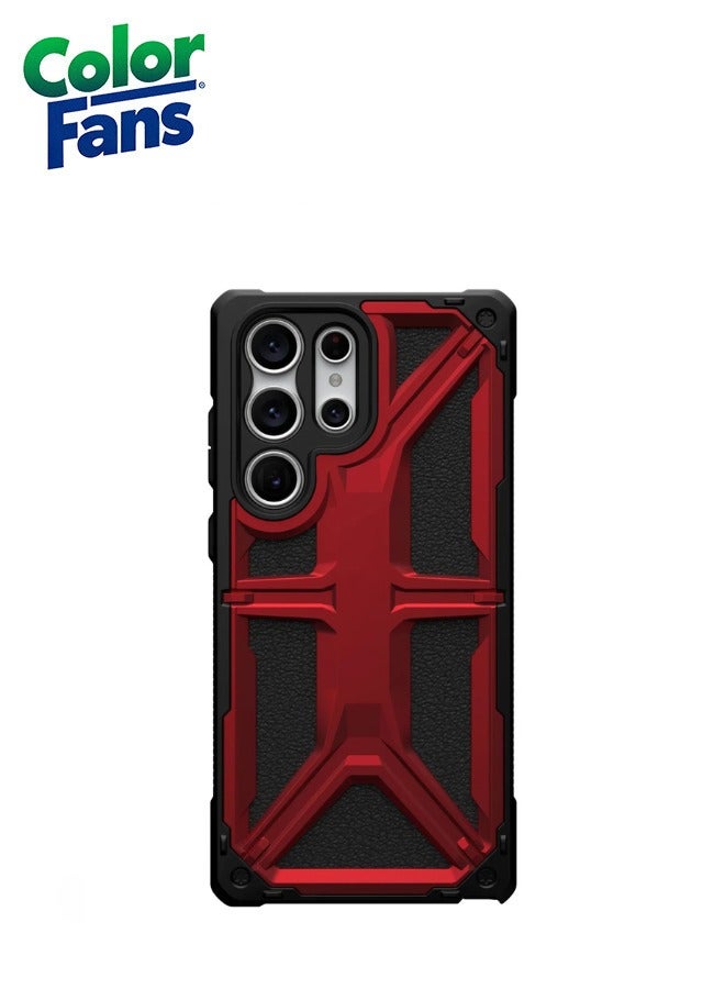 Color Fans Samsung Galaxy S23 Ultra Case Monarch Premium Rugged Heavy Duty Shockproof Impact Resistant Protective Cover - Crimson Red - Image 3