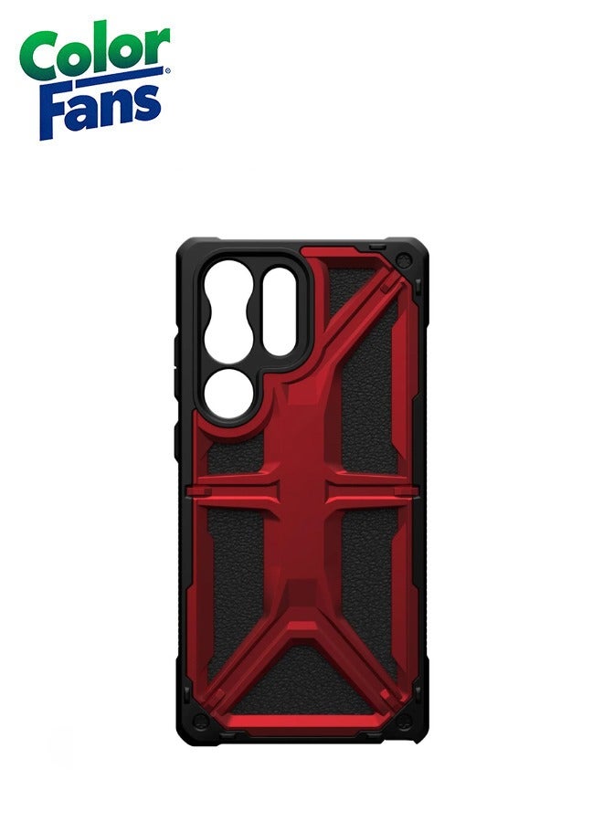Color Fans Samsung Galaxy S23 Ultra Case Monarch Premium Rugged Heavy Duty Shockproof Impact Resistant Protective Cover - Crimson Red - Image 4