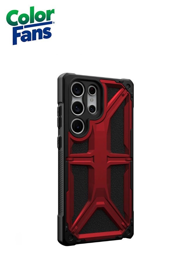 Color Fans Samsung Galaxy S23 Ultra Case Monarch Premium Rugged Heavy Duty Shockproof Impact Resistant Protective Cover - Crimson Red - Image 5
