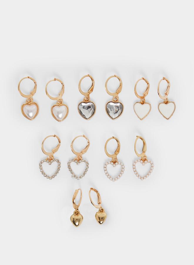 ستايلي طقم من 6 أقراط متدلية بشكل قلب - Image 2