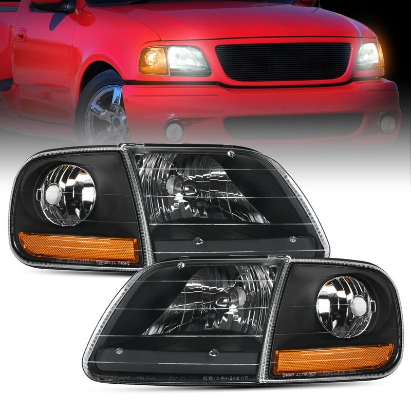 Nilight Headlight Assembly Compatible with 1997 1998 1999 2000 2001 2002 2003 Ford F150 Expedition Black Housing - Image 2