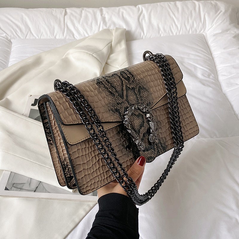 Niche Design Bag Women'S New Fashion Retro Portable Small Square Bag Crocodile Pattern Chain Shoulder Crossbody Bag - Image 1