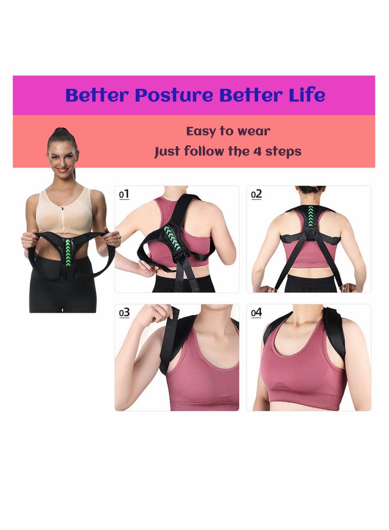 SYOSI Back Brace Pro Posture Corrector for Women Adjustable Breathable back support belt for men Improves Posture Neck Pain Relief Medium 27'' 36'' - Image 3