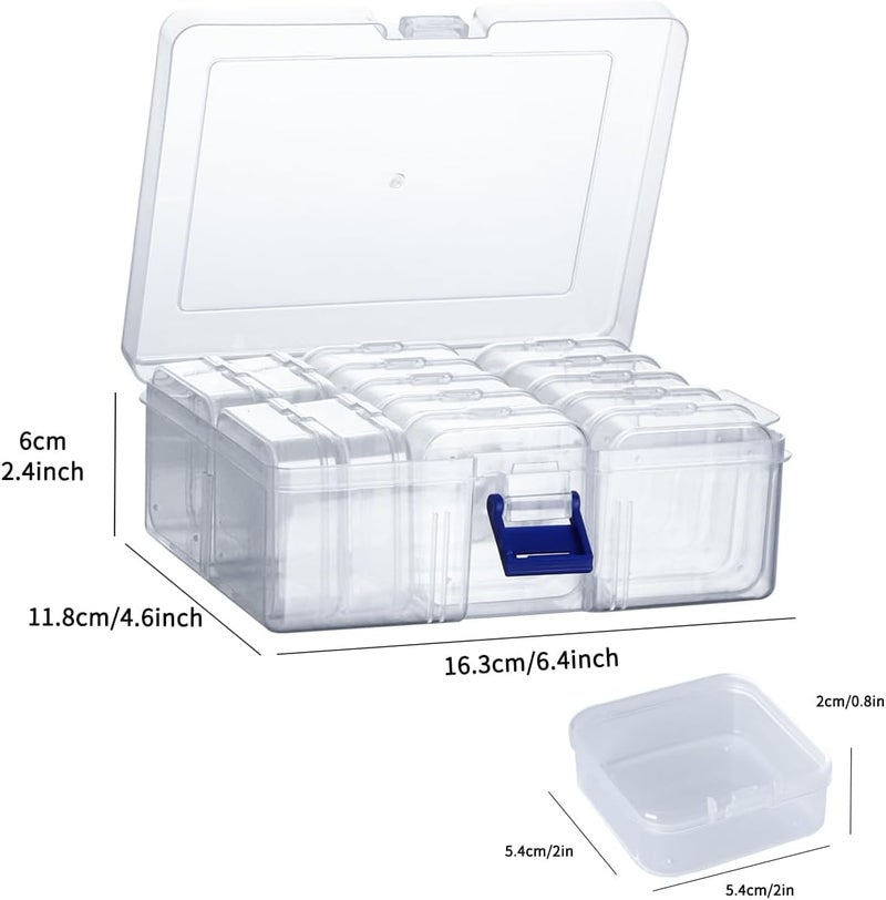 Obedient Plastic Organizer Boxes 14-Pack Folding Mini Storage Container Transparent Jewellery for Earrings, Rings, Necklace, Crafts, NailArt & DIY Accessories Multi Purpose Small Storage Case (Pack Of 1) - Image 2