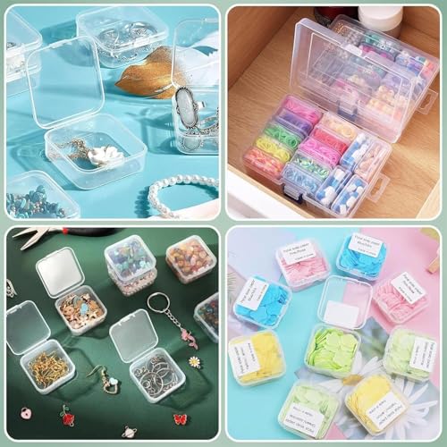 Obedient Plastic Organizer Boxes 14-Pack Folding Mini Storage Container Transparent Jewellery for Earrings, Rings, Necklace, Crafts, NailArt & DIY Accessories Multi Purpose Small Storage Case (Pack Of 1) - Image 5