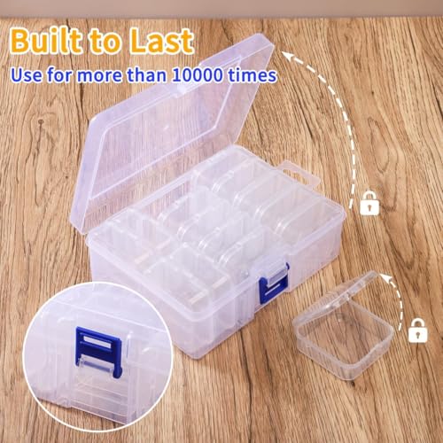 Obedient Plastic Organizer Boxes 14-Pack Folding Mini Storage Container Transparent Jewellery for Earrings, Rings, Necklace, Crafts, NailArt & DIY Accessories Multi Purpose Small Storage Case (Pack Of 1) - Image 3