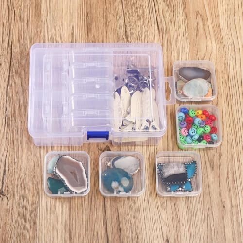 Obedient Plastic Organizer Boxes 14-Pack Folding Mini Storage Container Transparent Jewellery for Earrings, Rings, Necklace, Crafts, NailArt & DIY Accessories Multi Purpose Small Storage Case (Pack Of 1) - Image 4
