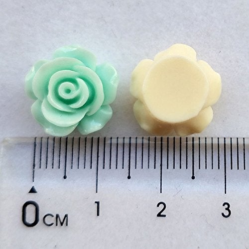 Chenkou Craft Random 100pcs Assorted of Color 14mm Rose Flower Resin Flat Back Flatbacks Loose Beads Kid's Bow DIY Craft (14mm) - Image 5