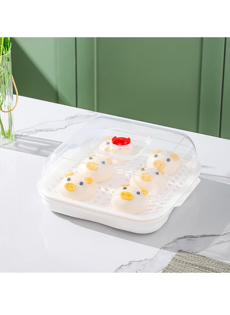 SYOSI - Square Microwave Steamer with Lid and Tray, Multi-Function Drain Basket and Vegetable Storage Plate, Ideal for Kitchen Microwave Cookware and Food Container - Image 1