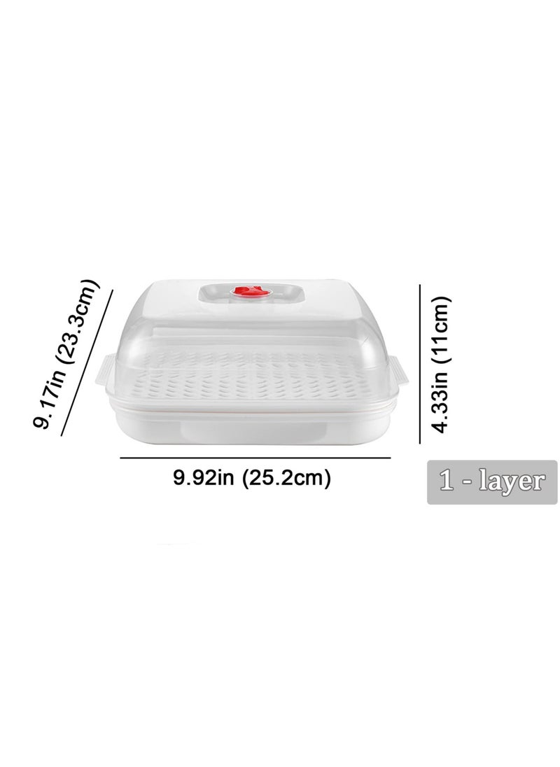 SYOSI - Square Microwave Steamer with Lid and Tray, Multi-Function Drain Basket and Vegetable Storage Plate, Ideal for Kitchen Microwave Cookware and Food Container - Image 1
