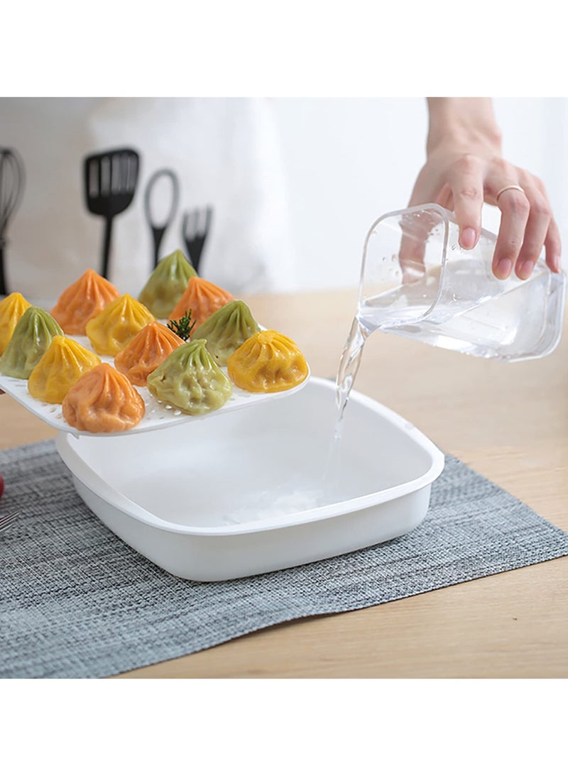 SYOSI - Square Microwave Steamer with Lid and Tray, Multi-Function Drain Basket and Vegetable Storage Plate, Ideal for Kitchen Microwave Cookware and Food Container - Image 1