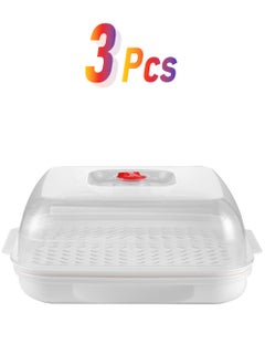 Square Microwave Steamer with Lid and Tray, Multi-Function Drain Basket and Vegetable Storage Plate, Ideal for Kitchen Microwave Cookware and Food Container