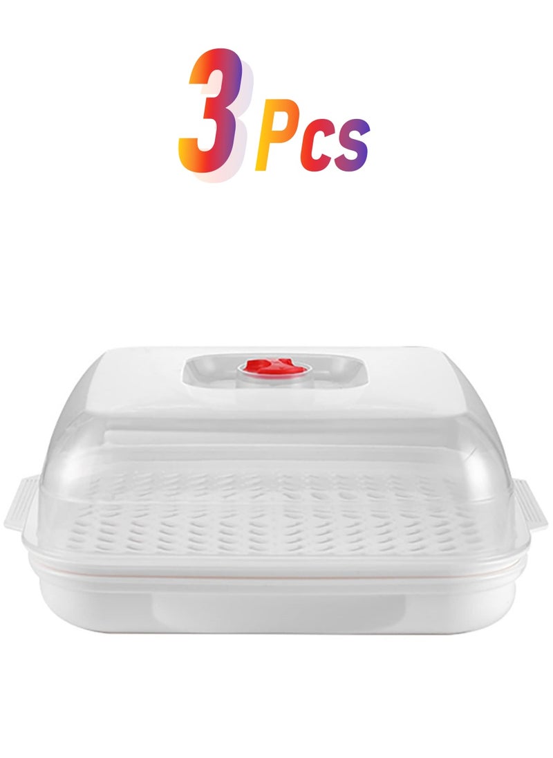 SYOSI - Square Microwave Steamer with Lid and Tray, Multi-Function Drain Basket and Vegetable Storage Plate, Ideal for Kitchen Microwave Cookware and Food Container - Image 1