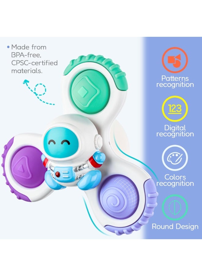 3Pcs Space Fidget Spinner Toys for Kids – UFO Astronaut Rocket Sensory Spin Toy with Pop Buttons, Colorful Rotating Anti-Stress Hand Spinner, Toddler Travel Airplane Activity Toy, Birthday Party Gift for Boys Girls - Image 5