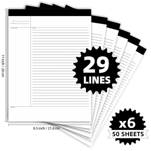 Uzant 6 Pack Notepads 8.5 x 11, 300 Sheets College Ruled Legal Pads Lined Paper Writing Pads, White Note Pads Notebook for Office Business School College, 50 Sheets/Pad, Letter-Trim Perforated - Image 3
