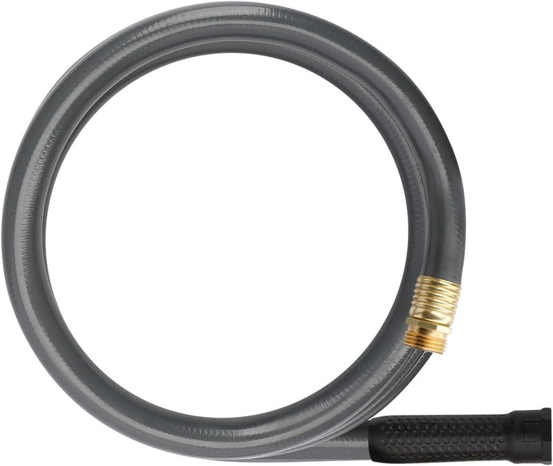 Worth Short Lead-in Gray Garden Hose 5/8 in. x 12 ft. -Kink Free, No Leaking, Male/Female Fittings -Heavy Duty Durable Flexible Lightweight Water Pipe -Brass Aluminum Ends for Household & Yard Use - Image 1