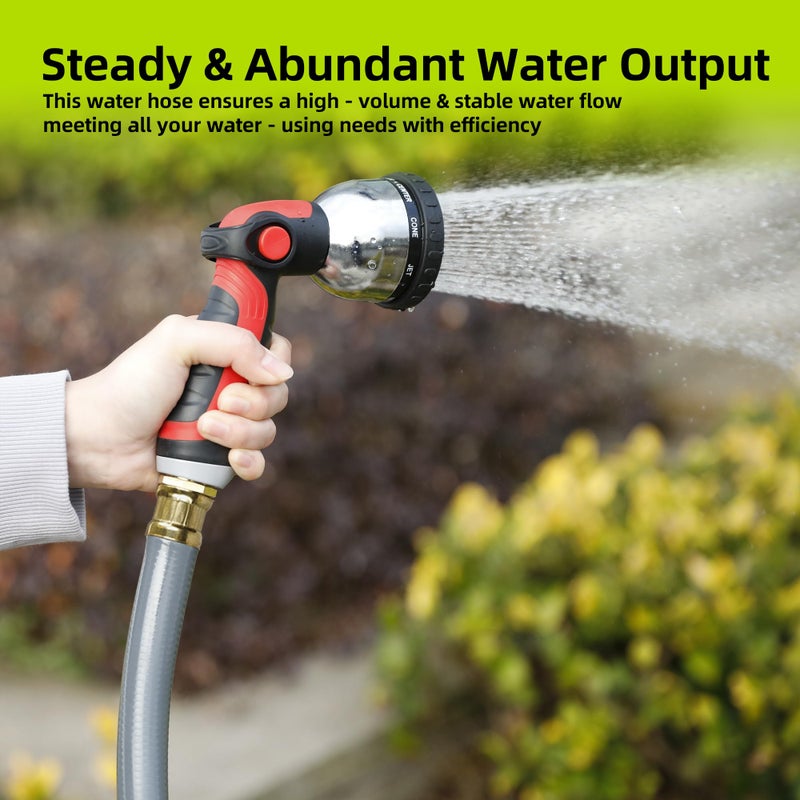 Worth Short Lead-in Gray Garden Hose 5/8 in. x 12 ft. -Kink Free, No Leaking, Male/Female Fittings -Heavy Duty Durable Flexible Lightweight Water Pipe -Brass Aluminum Ends for Household & Yard Use - Image 4