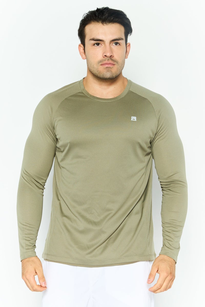 Avalanche Men Sportswear Fit Long Sleeve Training T-Shirt, Sage Green - Image 1