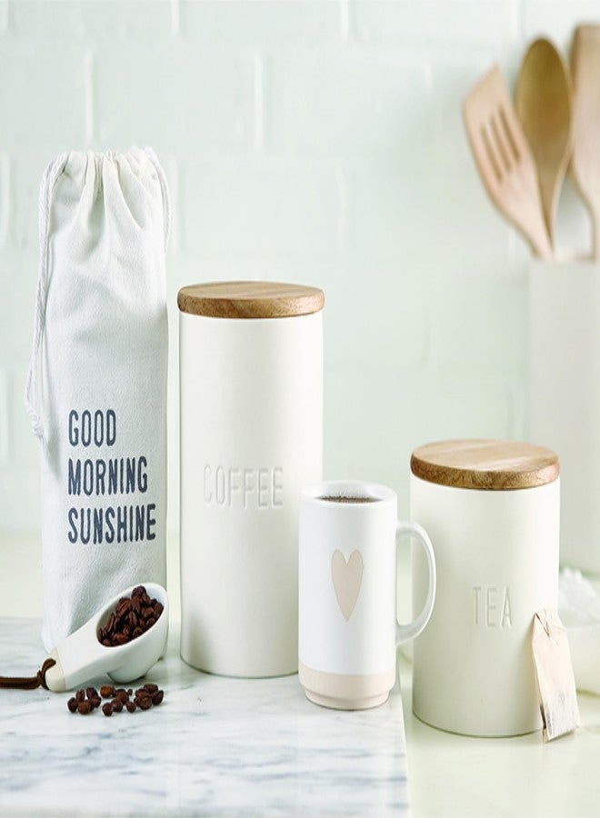 Santa Barbara Design Studio Canisters - Ceramic Canister with Airtight Acacia Wood Lid, 4.75" x 5", Tea - Image 4