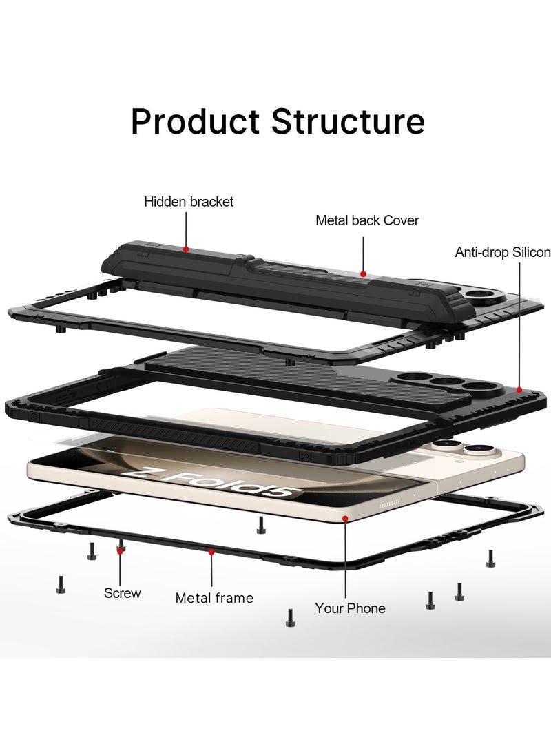 general Case for Samsung Galaxy Z Fold 5 Case with Kickstand & Hinge Protection , Shockproof Heavy Duty Rugged Stand Phone Cover Case for Galaxy Z Fold 5 Phone Case - Image 5